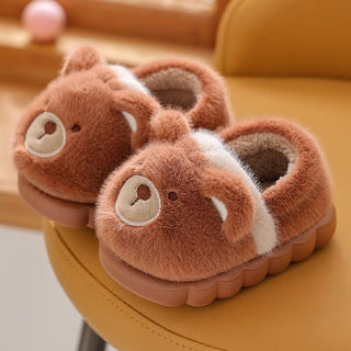 Kids Fuzzy Slippers | Bear & Bunny Animal House Shoes Slippers ozznekshoes Shoe size: 6.5-7.5 Color: Brown Bear