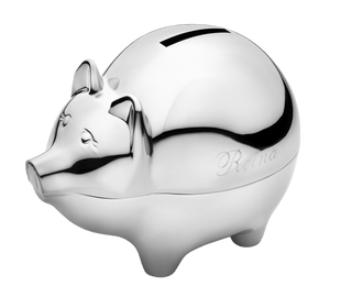 Krysaliis Silver-Plate Piggy Baby Bank All Silver Gifts
