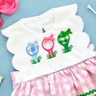 First Birthday Golf Bubble for Girls - Reversible Pink Gingham Skirted Bubble Outfit Baby One-Pieces Seven Lantern Lane Size: 12M