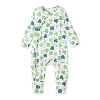 Shamrock Zip Romper - Convertible Cuff Bamboo Sleeper Rompers w/Zipper Tesa Babe Size: NB