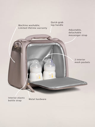 Insulated Bottle Bag - Taupe Insulated Bottle Bag JuJuBe