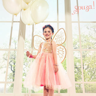 Joanna Fairy Costume Dress and Wings Set (Orange) - Role-Play for Children (3 Sizes) Dress up Girls, Fairies Speedy Monkey LLC Size: 3-4 years