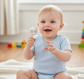 Krysaliis Sterling Silver Baby Rattle - Elephant Sterling Silver Rattle All Silver Gifts