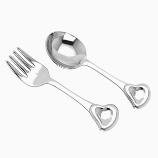 Sterling Silver Sweetheart Baby Spoon & Fork Set by Krysaliis Sterling Silver Spoon & Fork Sets All Silver Gifts