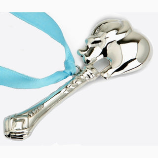 Krysaliis Sterling Silver Baby Rattle - Elephant Sterling Silver Rattle All Silver Gifts