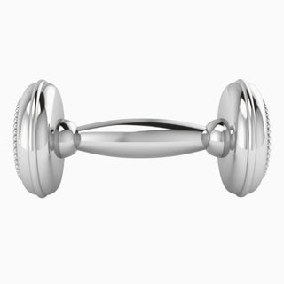 Krysaliis Sterling Silver Dumbbell - Beaded Cross Sterling Silver Rattle All Silver Gifts