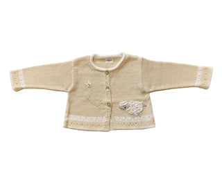 Lamb Cardigan, Ecru, Girls Clothing Melange Collection Size: 6 months