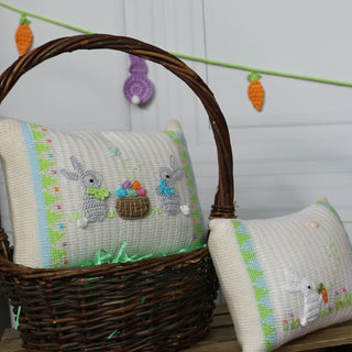 Easter Basket Bunny 8x11" Pillow, Ecru Pillow Melange Collection