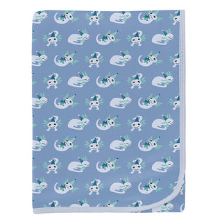 KicKee Pants Baby Boys Print Swaddling Blanket - Dream Blue Axolotl Party