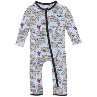 KicKee Pants Boy's Print Coverall with 2-Way Zipper - Dew Pirate Map