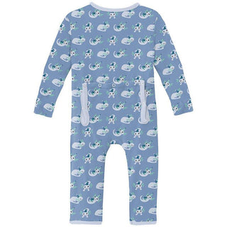 Boy's Print Bamboo Coverall with 2-Way Zipper - Dream Blue Axolotl Party Baby & Toddler Sleepwear