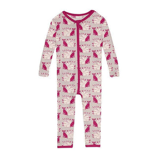 Print Bamboo Convertible Sleeper with Zipper - Latte Kitsune Baby & Toddler Sleepwear