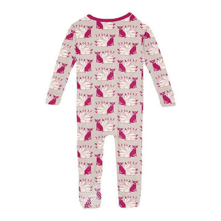 Print Bamboo Convertible Sleeper with Zipper - Latte Kitsune Baby & Toddler Sleepwear