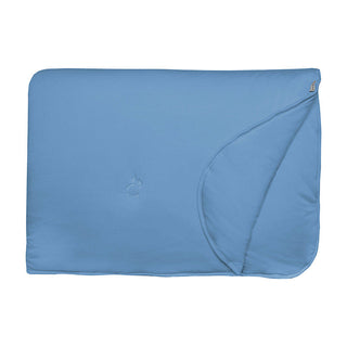KicKee Pants Solid Fluffle Throw Blanket with Embroidery - Dream Blue