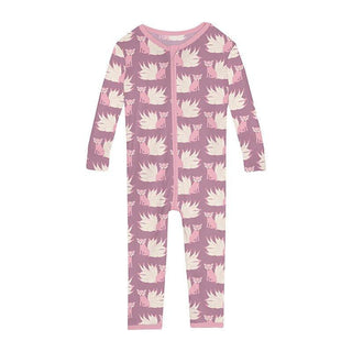 Girl's Print Bamboo Convertible Sleeper with Zipper - Pegasus Kitsune Baby & Toddler Sleepwear