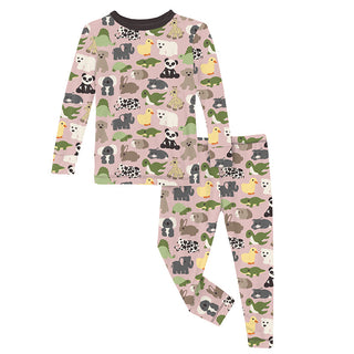 KicKee Pants Girl's Print Long Sleeve Pajama Set - Baby Rose Too Many Stuffies