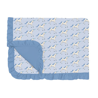 KicKee Pants Girl's Print Ruffle Toddler Blanket - Dew Prancing Unicorn