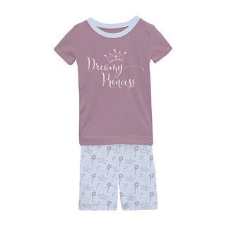 KicKee Pants Girl's Graphic Tee Pajama Set with Shorts - Dew Magical Princess