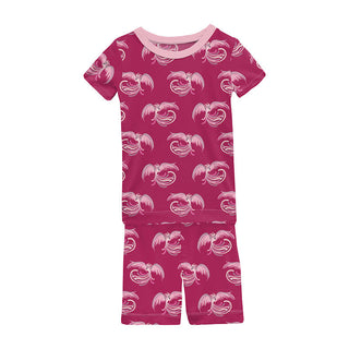 KicKee Pants Girl's Short Sleeve Pajama Set with Shorts - Dragon Fruit Phoenix