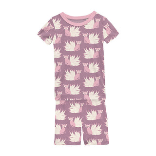 KicKee Pants Girl's Print Short Sleeve Pajama Set with Shorts - Pegasus Kitsune