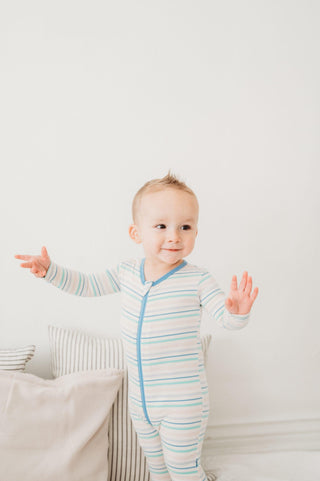 Boy's Print Bamboo Convertible Sleeper with Zipper - Mythical Stripe Baby & Toddler Sleepwear