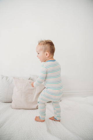 Boy's Print Bamboo Convertible Sleeper with Zipper - Mythical Stripe Baby & Toddler Sleepwear
