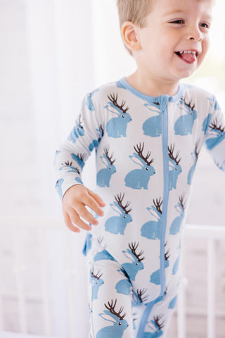 Boy's Print Bamboo Coverall with 2-Way Zipper - Dew Jackalope Baby & Toddler Sleepwear