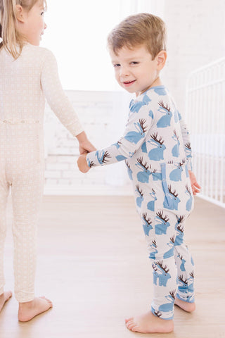 Boy's Print Bamboo Coverall with 2-Way Zipper - Dew Jackalope Baby & Toddler Sleepwear