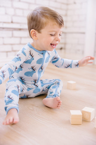 Boy's Print Bamboo Coverall with 2-Way Zipper - Dew Jackalope Baby & Toddler Sleepwear