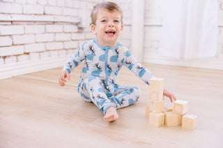 Boy's Print Bamboo Coverall with 2-Way Zipper - Dew Jackalope Baby & Toddler Sleepwear