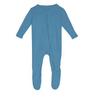 Boy's Solid Bamboo Footie with 2-Way Zipper - Blue Moon Baby & Toddler Sleepwear