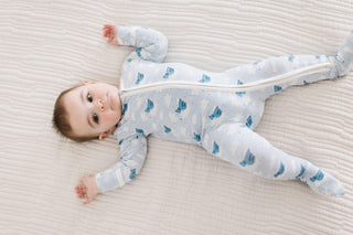 Boy's Print Bamboo Footie with 2-Way Zipper - Dew Flying Pigs Baby & Toddler Sleepwear
