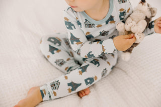 Bamboo Long Sleeve Pajama Set - Illusion Blue Three Little Pigs Baby & Toddler Sleepwear