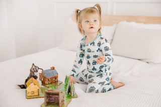 Bamboo Long Sleeve Pajama Set - Illusion Blue Three Little Pigs Baby & Toddler Sleepwear
