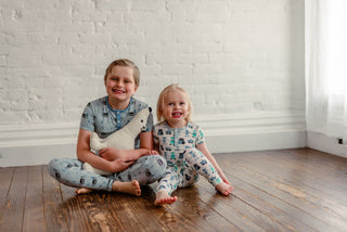 KicKee Pants Boy's Print Short Sleeve Henley Pajama Set - Natural Robots