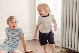 Boy's Print Bamboo Short Sleeve Pajama Set with Shorts - Dew Pet Dino Baby & Toddler Sleepwear