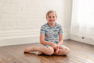 Boy's Print Bamboo Short Sleeve Pajama Set with Shorts - Dew Pet Dino Baby & Toddler Sleepwear