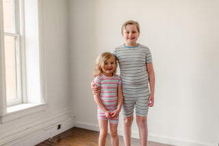 KicKee Pants Boy's Print Short Sleeve Pajama Set with Shorts - Rhyme Stripe