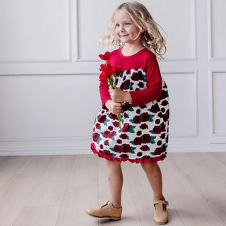 Bamboo Classic Long Sleeve Swing Dress - Holiday PoppiesKicKee PantsSize: 2T