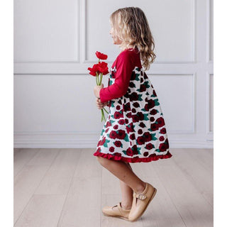 Bamboo Classic Long Sleeve Swing Dress - Holiday PoppiesKicKee PantsSize: 2T