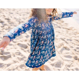 Bamboo Classic Long Sleeve Swing Dress - Peacock Mermaids & Pearls KicKee Pants Size: 2T