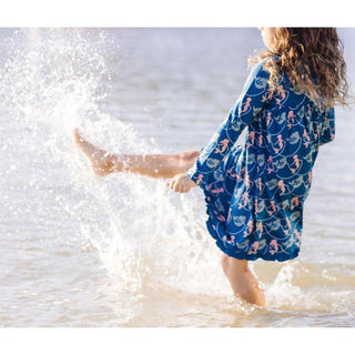 Bamboo Classic Long Sleeve Swing Dress - Peacock Mermaids & Pearls KicKee Pants Size: 2T