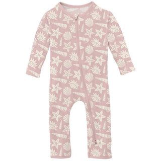 Bamboo Coverall with 2-Way Zipper - Baby Rose Shells & Starfish Baby & Toddler Sleepwear