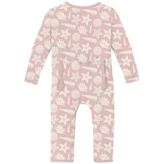 Bamboo Coverall with 2-Way Zipper - Baby Rose Shells & Starfish Baby & Toddler Sleepwear