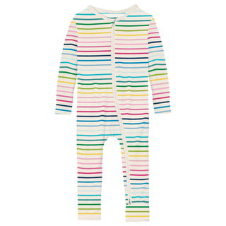 Kickee Pants Coverall with 2-Way Zipper - Happy Stripe