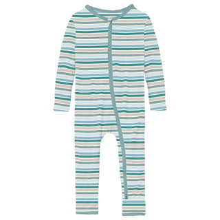 Kickee Pants Coverall with 2-Way Zipper - Lakeside Stripe