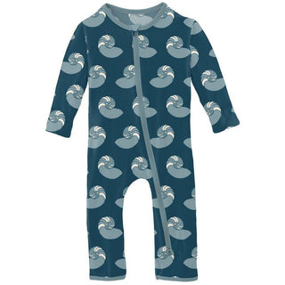 Bamboo Coverall with 2-Way Zipper - Peacock Nautilus Baby & Toddler Sleepwear