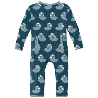 Bamboo Coverall with 2-Way Zipper - Peacock Nautilus Baby & Toddler Sleepwear
