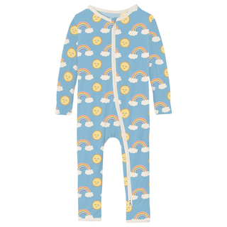 Kickee Pants Coverall with 2-Way Zipper - Sunshine and Rainbows