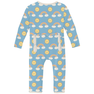 Kickee Pants Coverall with 2-Way Zipper - Sunshine and Rainbows